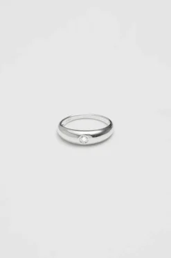 Sterling Silver 925 Polished And Cubic Zirconia Band Ring