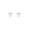 Sterling Silver 925 Polished Heart Stud Earrings