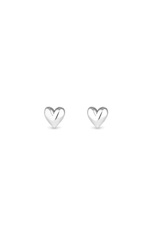 Sterling Silver 925 Polished Heart Stud Earrings