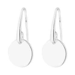 Sterling Silver 925 Polished Disc Drop Earrings
