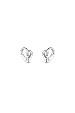 Sterling Silver 925 Polished Tapered heart Earrings