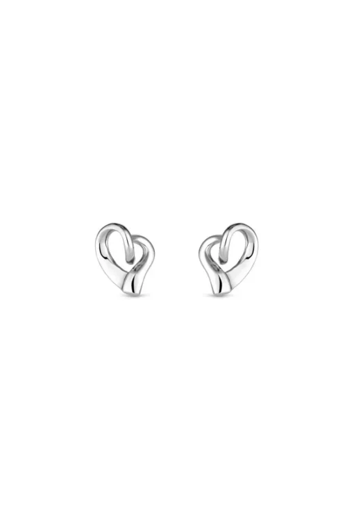 Sterling Silver 925 Polished Tapered heart Earrings