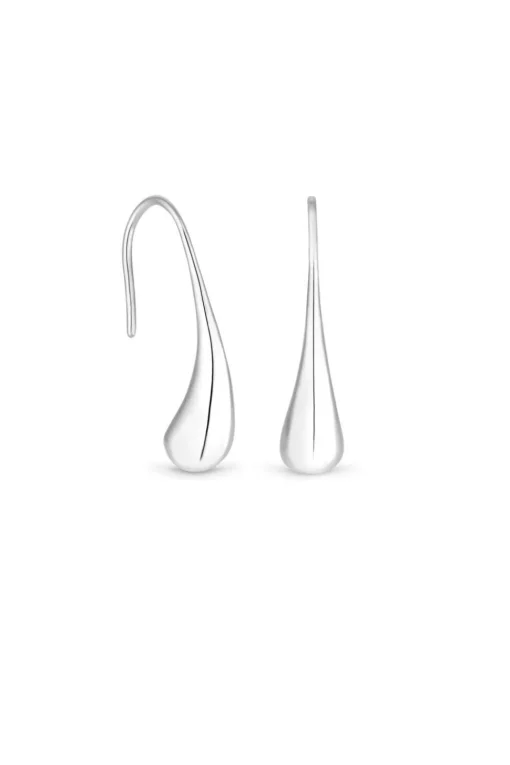 Sterling Silver 925 Polished Fluid Drop Earrings