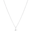 Sterling Silver 925 Polished and Cubic Zirconia Initial Pendant - H
