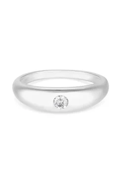 Sterling Silver 925 Polished And Cubic Zirconia Band Ring