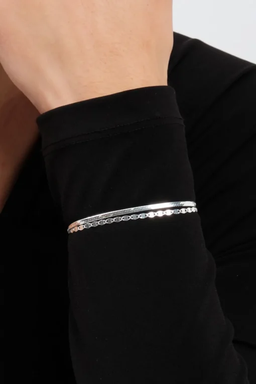 Sterling Silver 925 Polished Slinky Station Bracelet