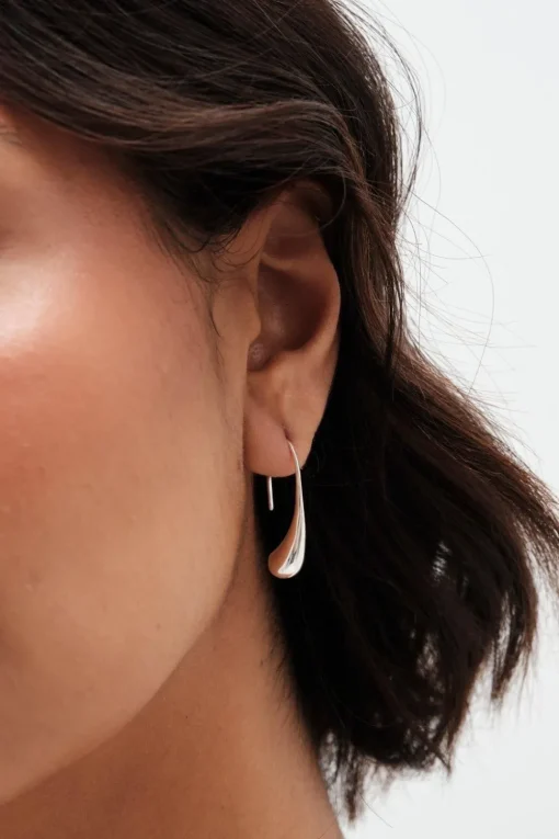 Sterling Silver 925 Polished Fluid Drop Earrings