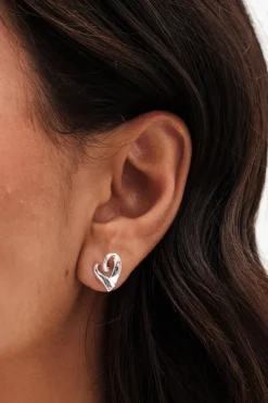 Sterling Silver 925 Polished Tapered heart Earrings
