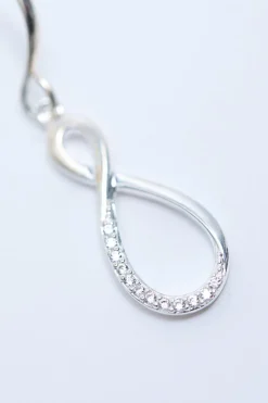 Sterling Silver 925 Polished And Cubic Zirconia Infinity Drop Earrings