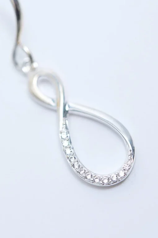 Sterling Silver 925 Polished And Cubic Zirconia Infinity Drop Earrings
