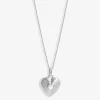Sterling Silver 925 Ridged Cubic Zirconia Heart Pendant