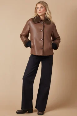 Stitch Detail Shearling Bonded Jacket