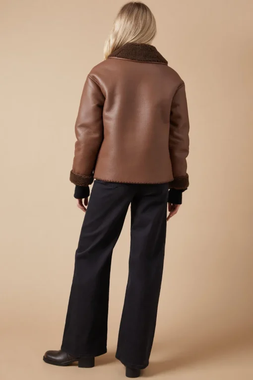 Stitch Detail Shearling Bonded Jacket