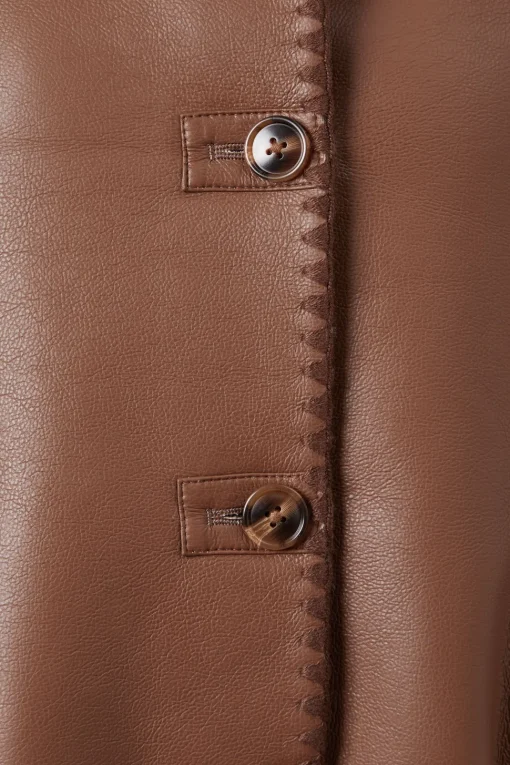 Stitch Detail Shearling Bonded Jacket