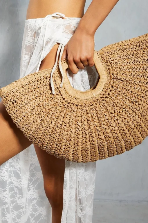 Straw Half Moon Bag
