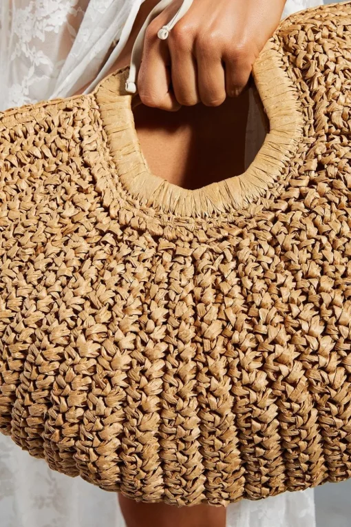 Straw Half Moon Bag