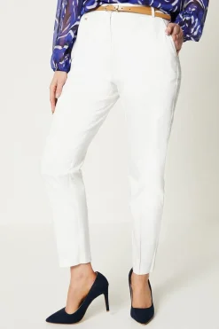 Stretch Cigarette Belted Trousers