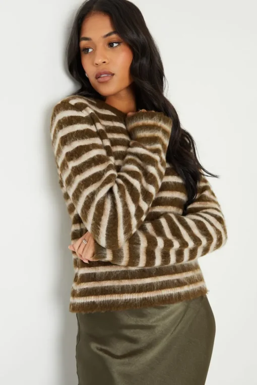 Stripe Brushed Knitted Jumper