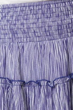 Stripe Frill Shirred Mini Skirt