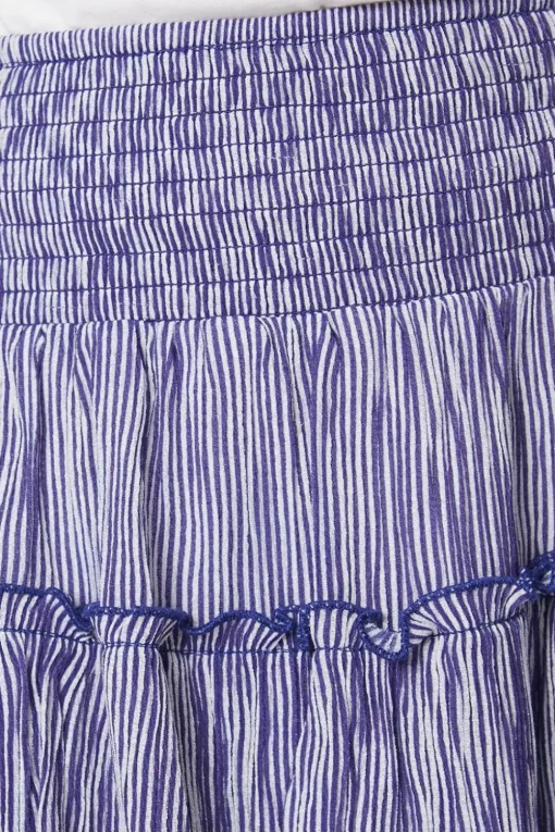 Stripe Frill Shirred Mini Skirt