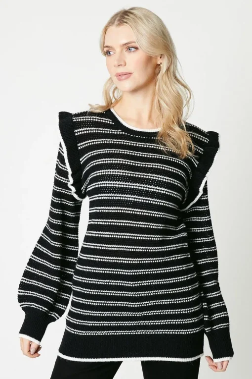 Stripe Frill Sleeve Tunic