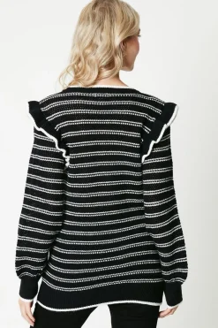 Stripe Frill Sleeve Tunic