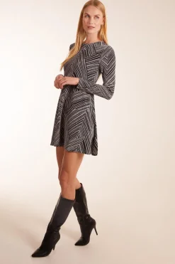 Stripe Glittery Long Sleeve Shift Dress
