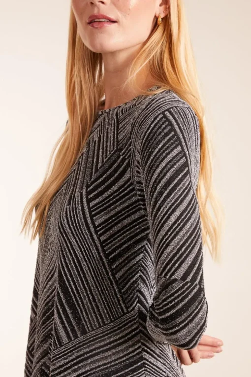 Stripe Glittery Long Sleeve Shift Dress