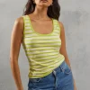 Stripe Jersey Scoop Neck Vest
