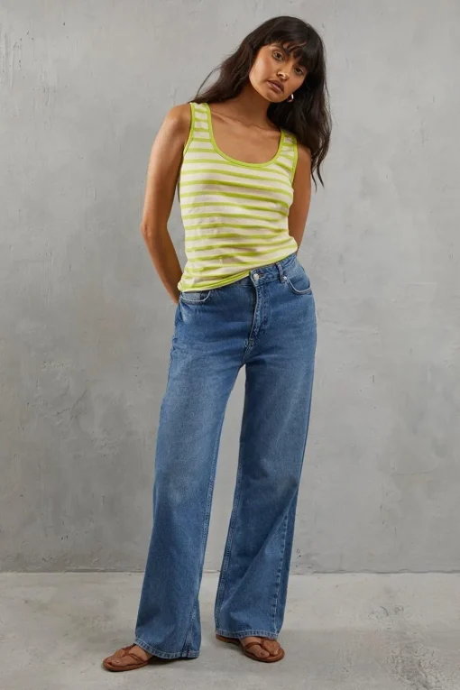 Stripe Jersey Scoop Neck Vest