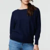 Stripe Texture Boat Neck Boxy Fit Jumper