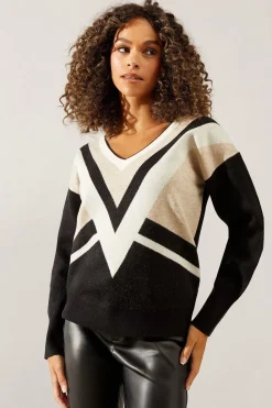 Stripe V Neck Jumper