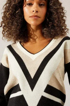 Stripe V Neck Jumper