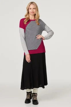 Striped Colour Block Knit Jumper