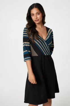 Striped Colour Block Skater Dress