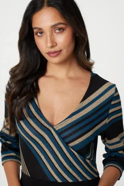 Striped Colour Block Skater Dress