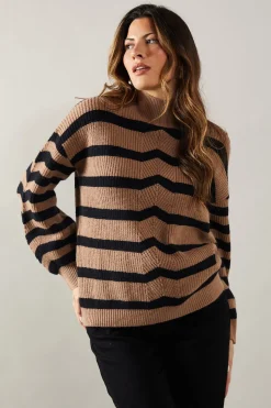 Striped High Neck Cosy Jumper