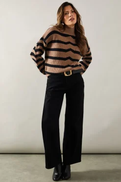 Striped High Neck Cosy Jumper