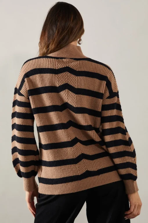 Striped High Neck Cosy Jumper