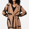 Striped Print Tie Waist Longline Coat