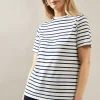 Striped Scallop Detial Relaxed T-Shirt