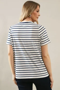 Striped Scallop Detial Relaxed T-Shirt