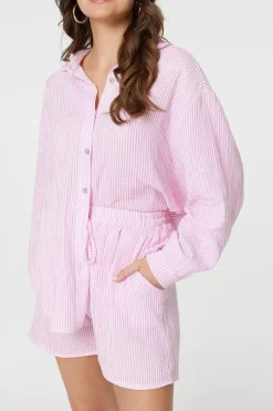 Striped Tie Waist Relaxed Shorts