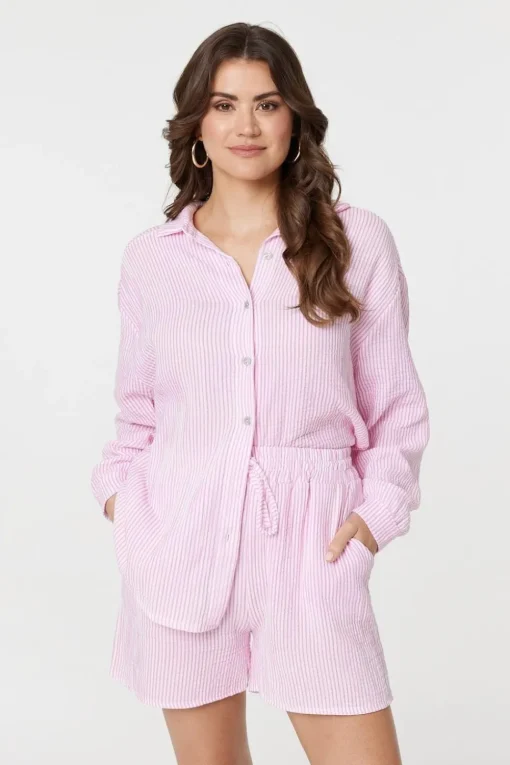 Striped Tie Waist Relaxed Shorts