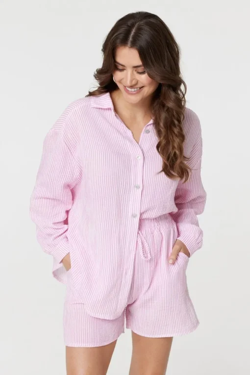 Striped Tie Waist Relaxed Shorts