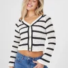 Striped V-Neck Knitted Cardigan