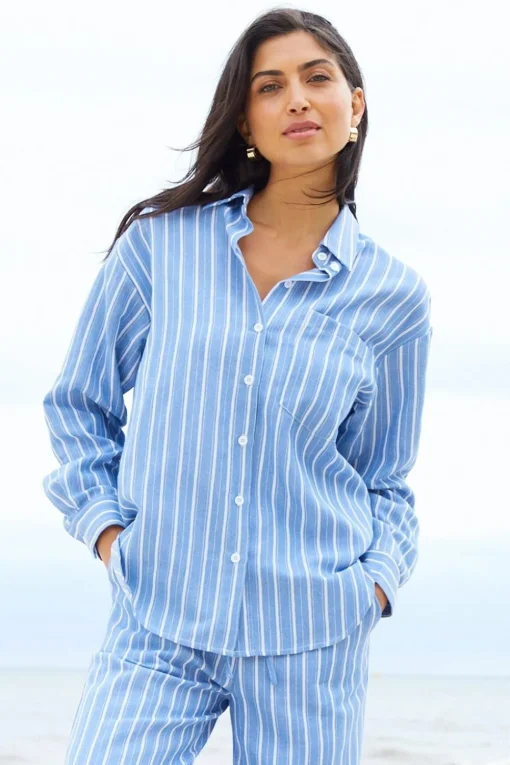 Striped 'Rooney' Cotton Blend Long Sleeve Shirt