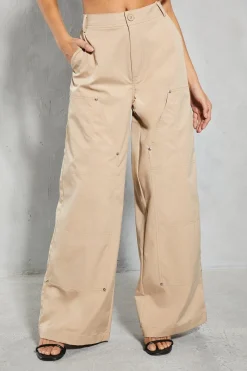 Studded Pocket Detail Wide Leg Trouser