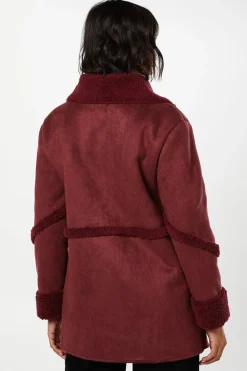 Suede Shearling Longline Coat