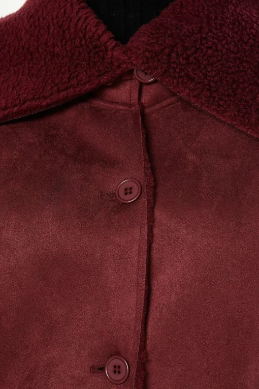 Suede Shearling Longline Coat